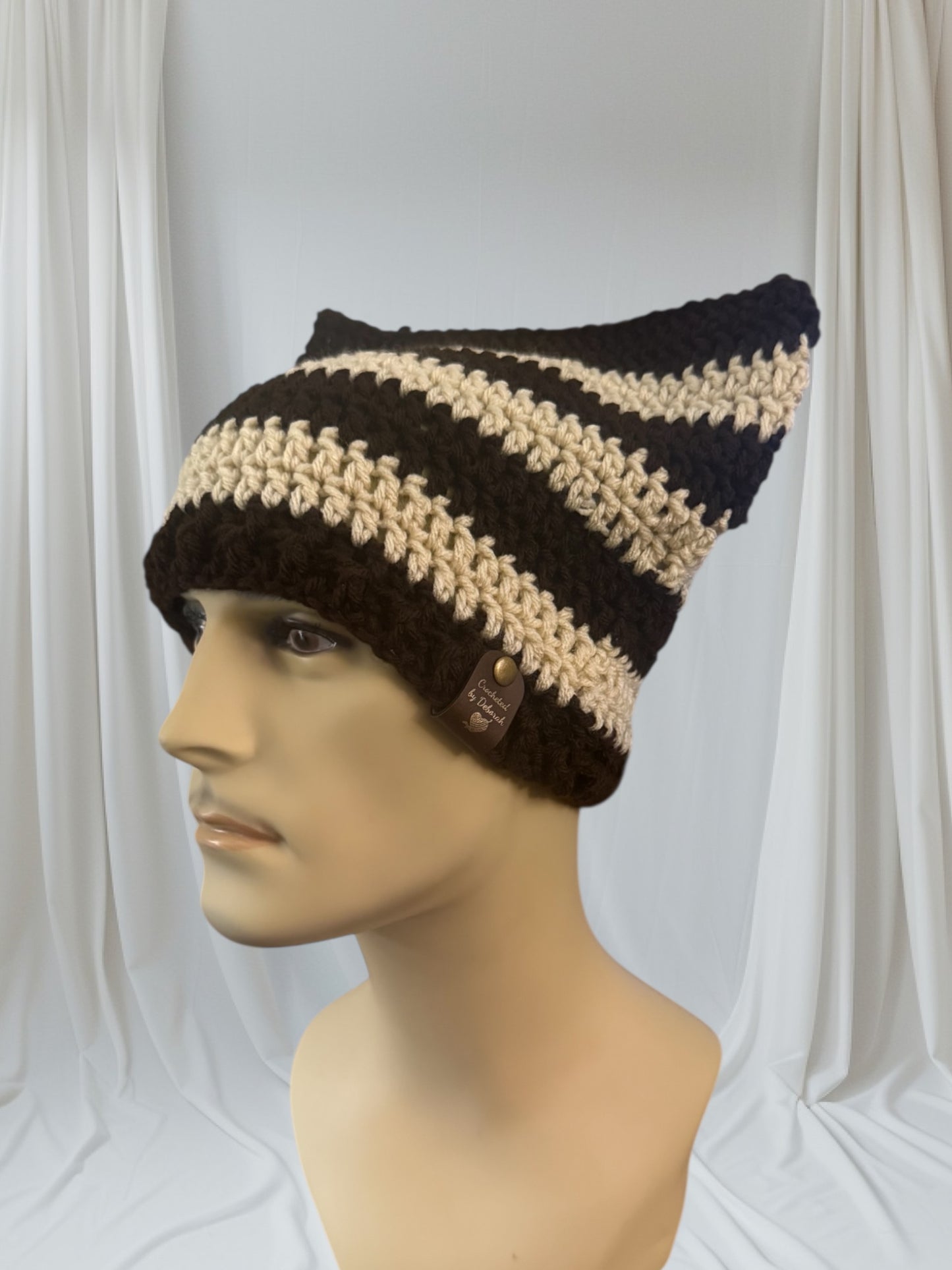 Kitty Cat Ear Striped Beanie