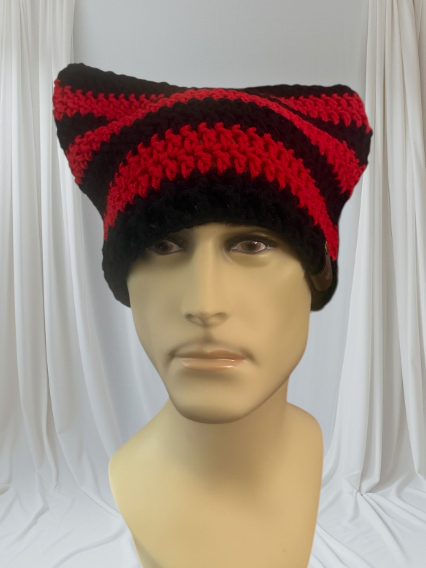 Kitty Cat Ear Striped Beanie