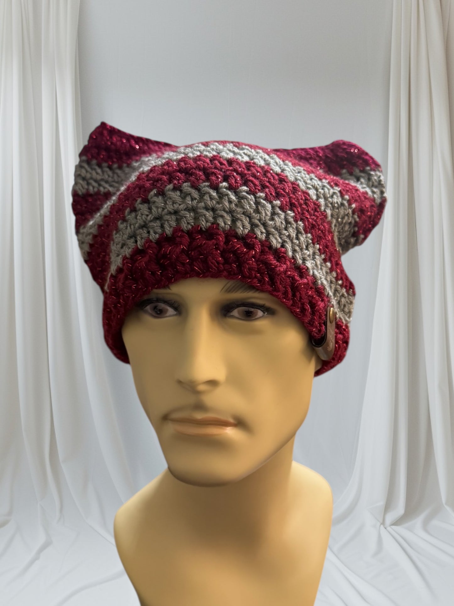 Kitty Cat Ear Striped Beanie