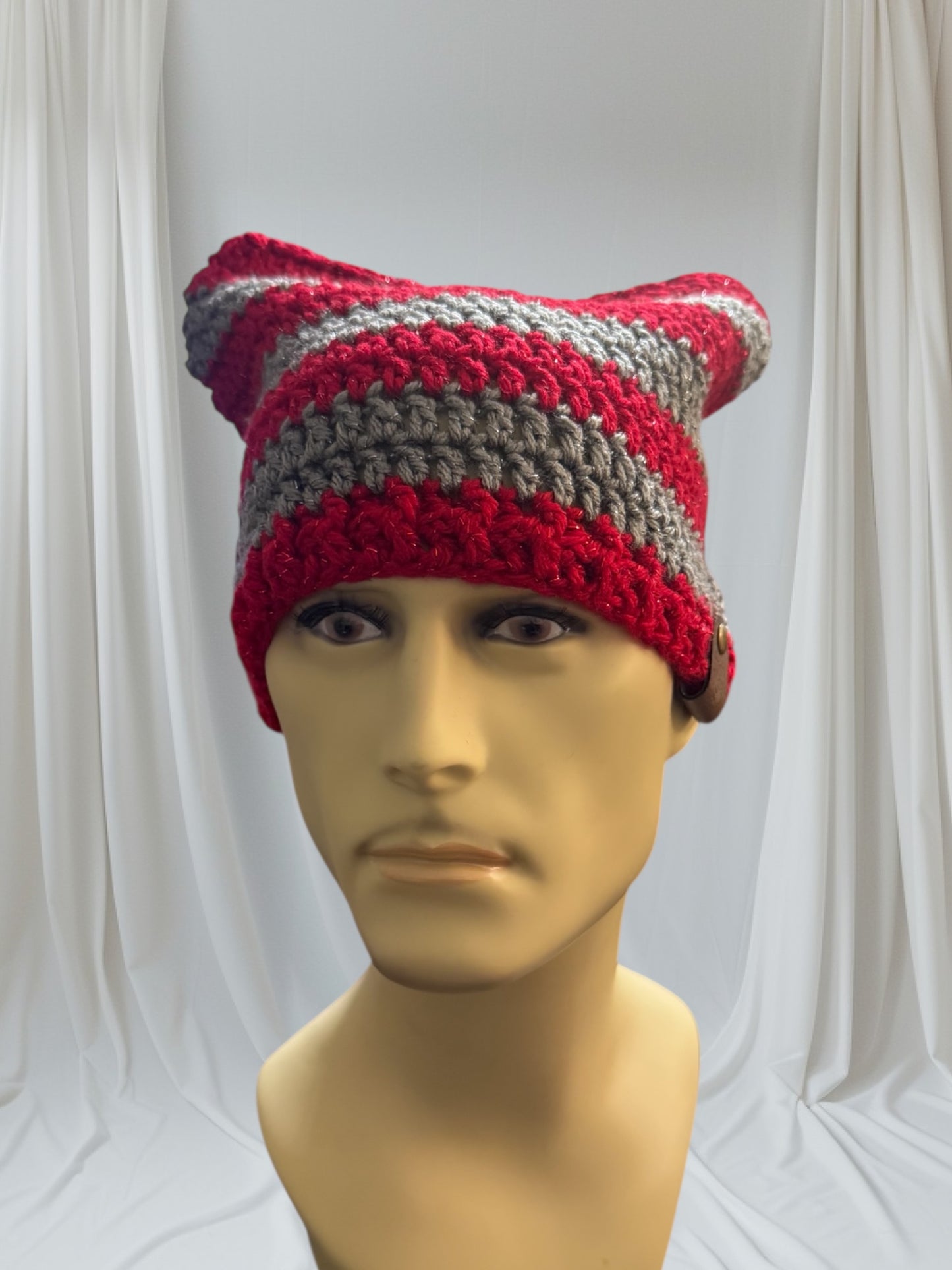 Kitty Cat Ear Striped Beanie