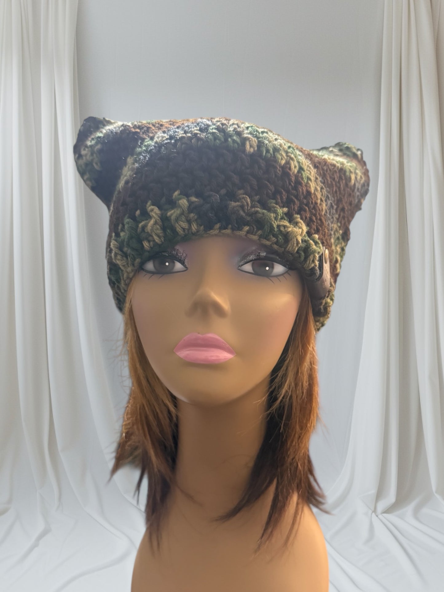 Kitty Cat Ear Striped Beanie