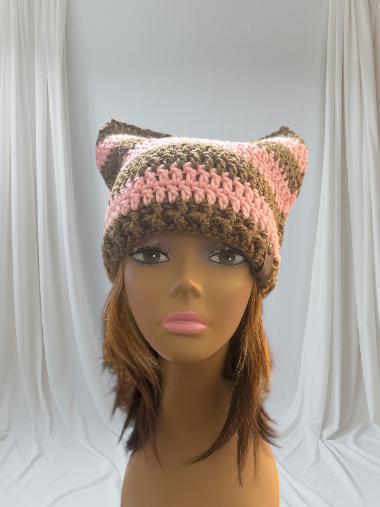 Kitty Cat Ear Striped Beanie