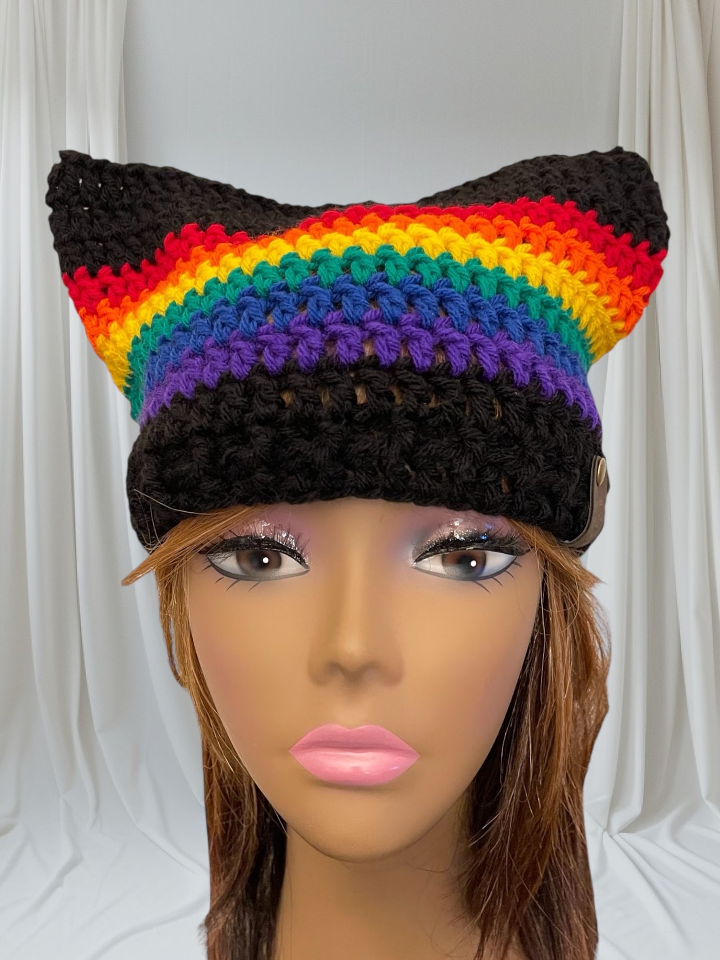Kitty Cat Ear Striped Beanie