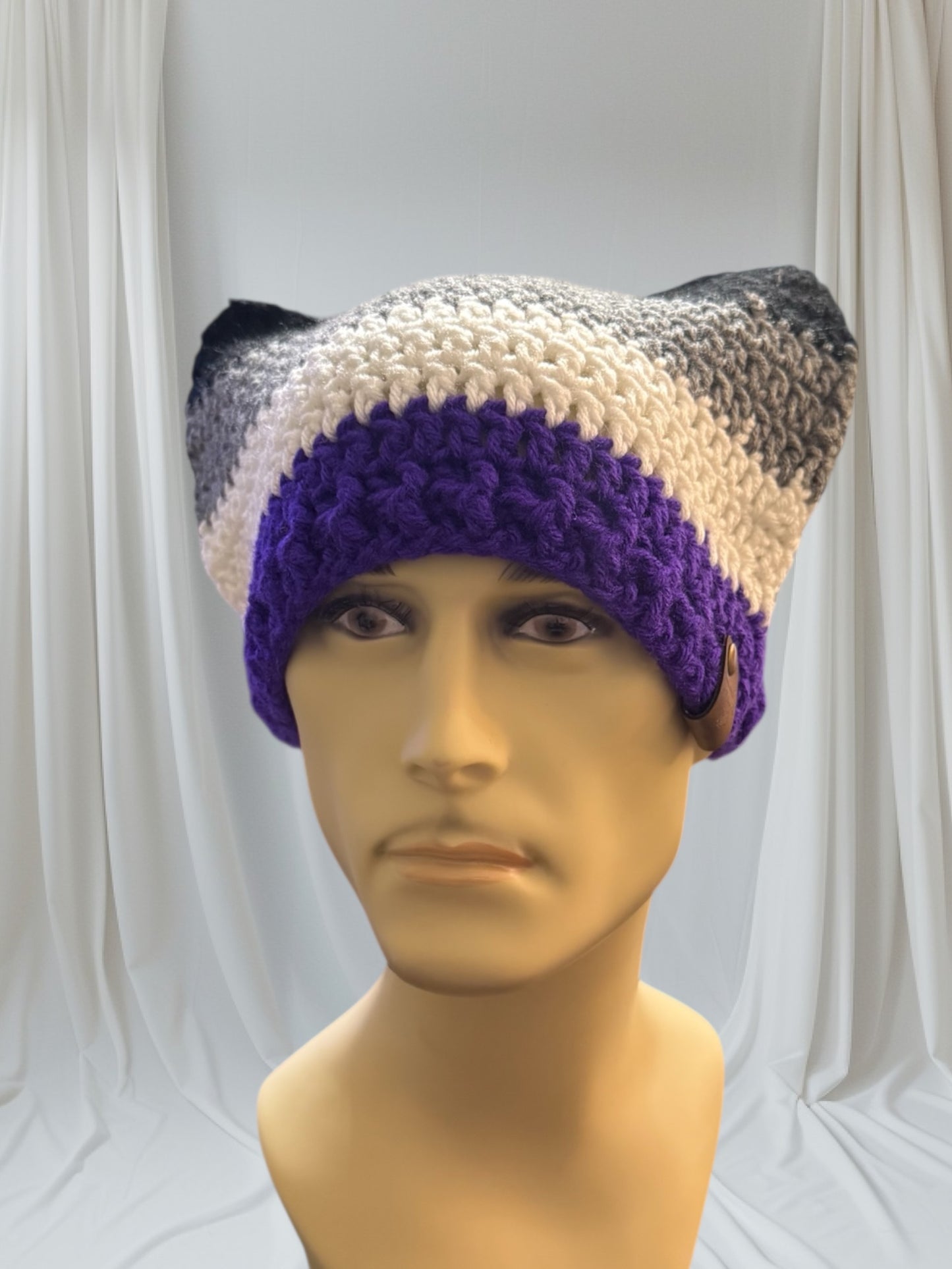 Kitty Cat Ear Striped Beanie