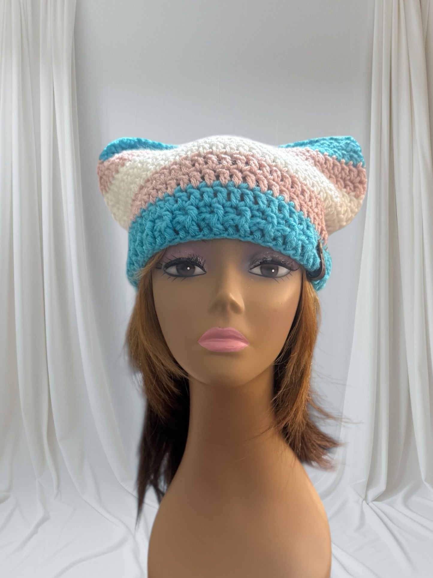 Kitty Cat Ear Striped Beanie