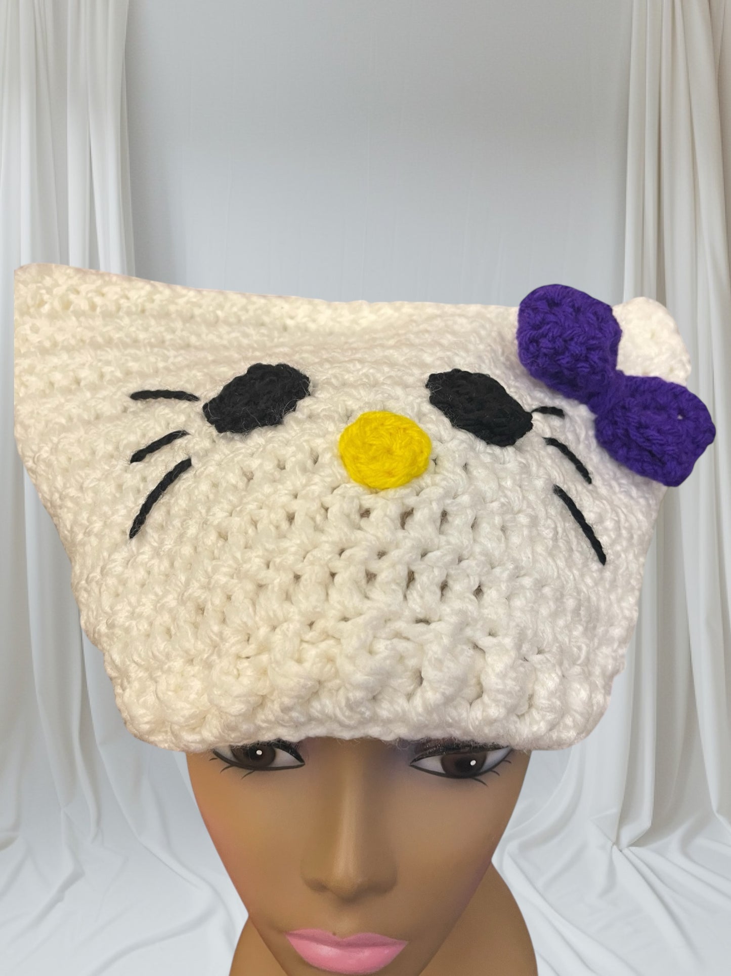 Kitty Cat Ear Beanie With Bow