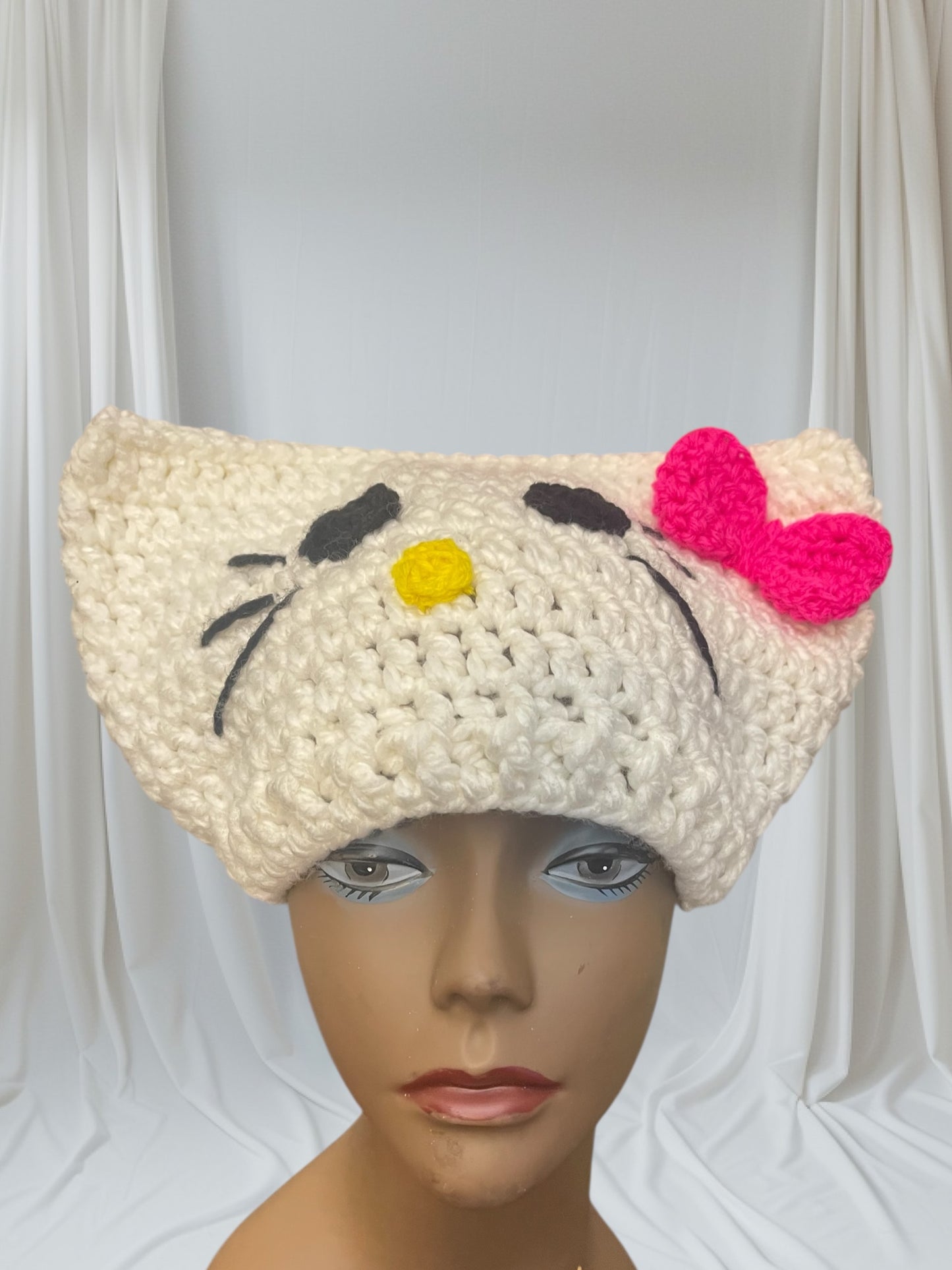 Kitty Cat Ear Beanie With Bow
