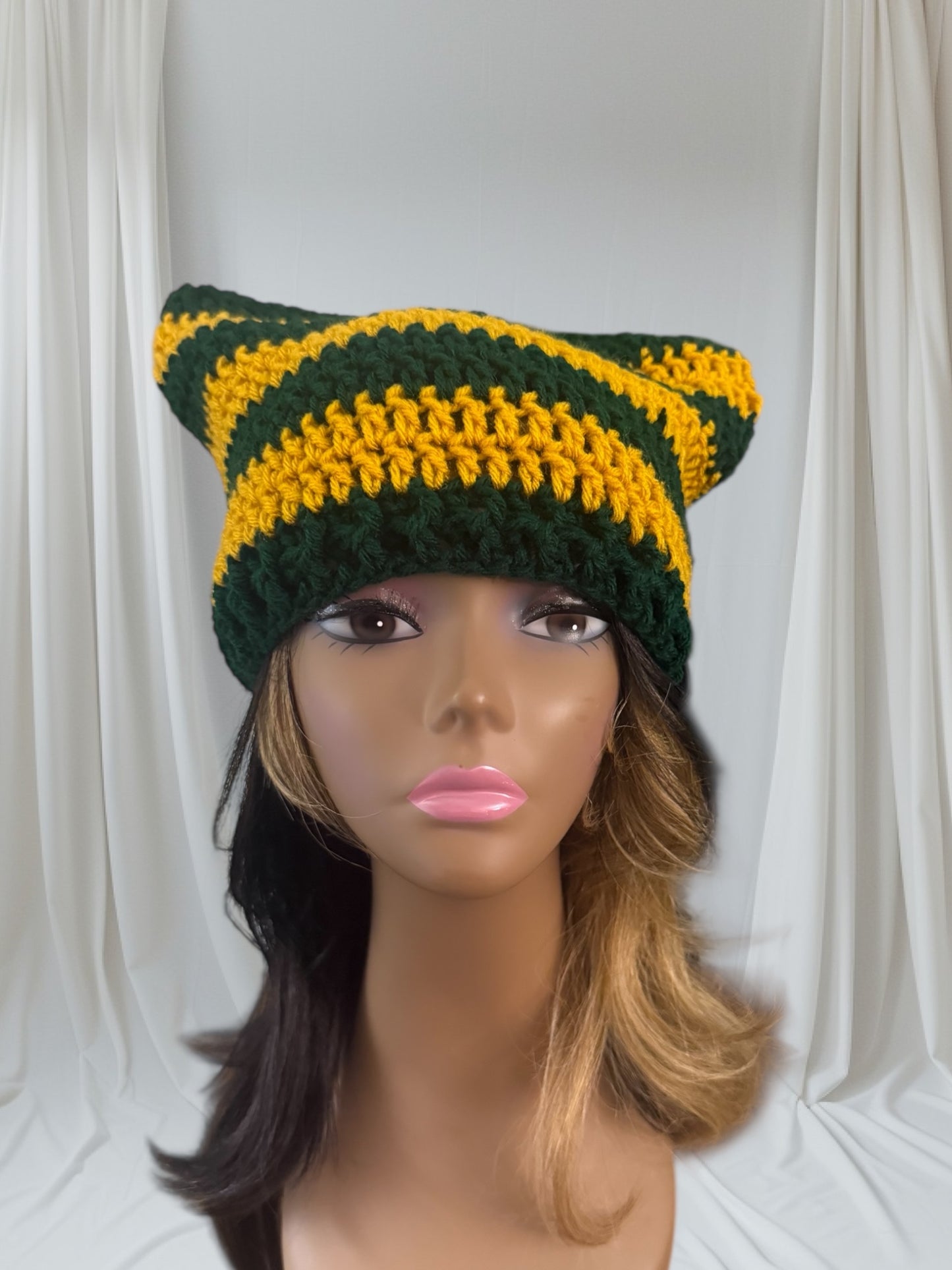 Kitty Cat Ear Striped Beanie