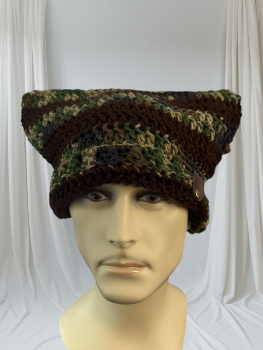 Kitty Cat Ear Striped Beanie