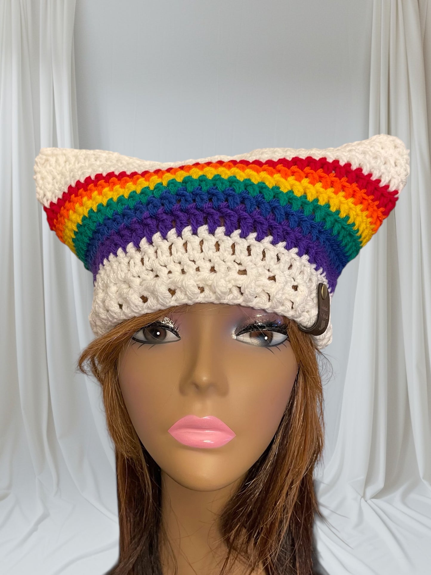 Kitty Cat Ear Striped Beanie
