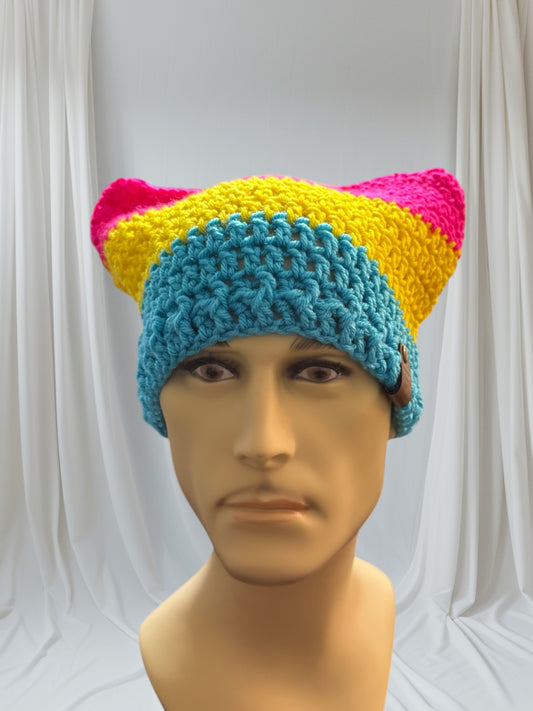 Kitty Cat Ear Striped Beanie