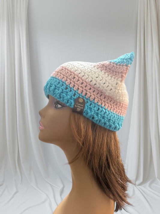 Kitty Cat Ear Striped Beanie