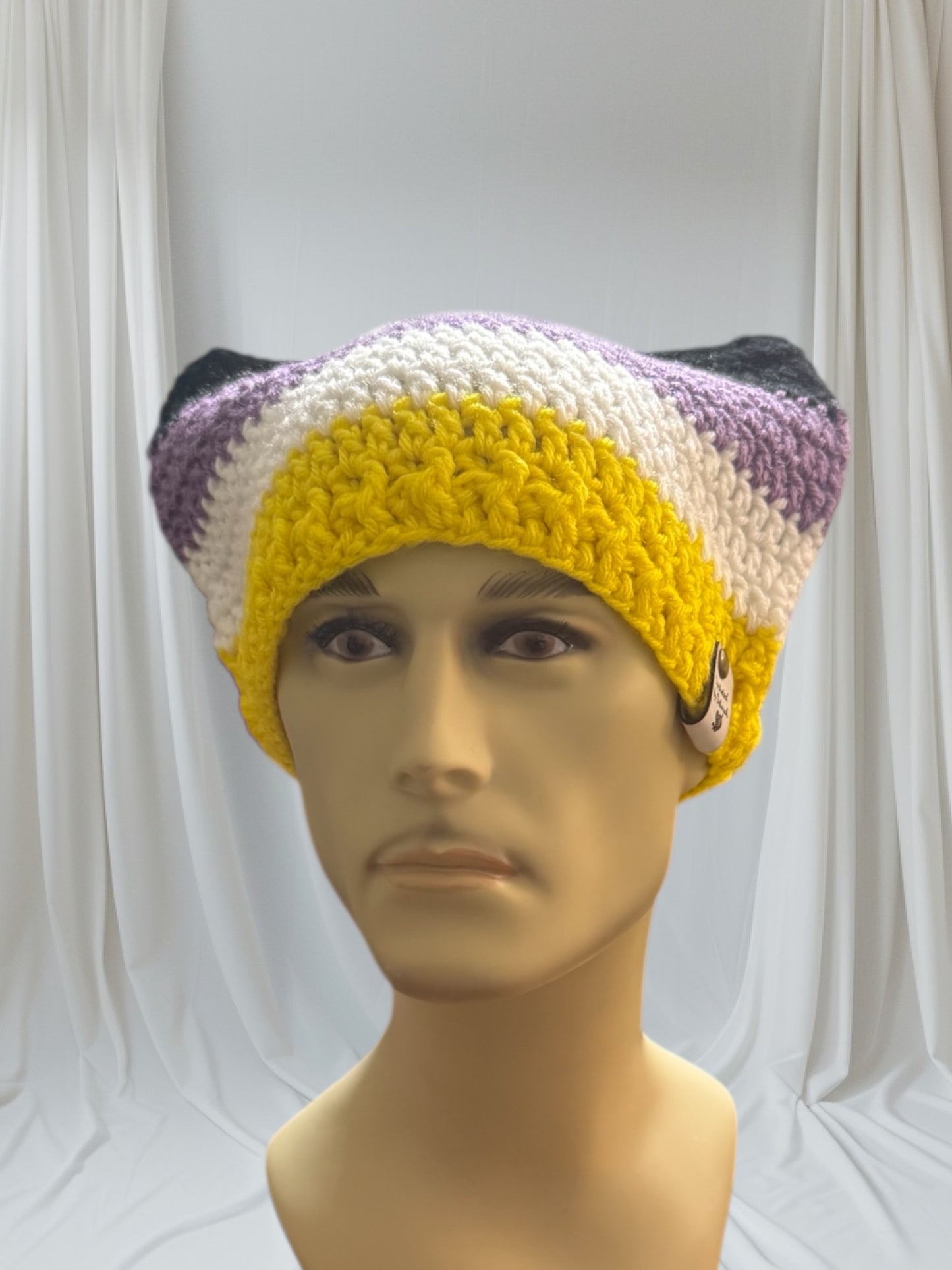 Kitty Cat Ear Striped Beanie
