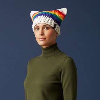 Kitty Cat Ear Striped Beanie
