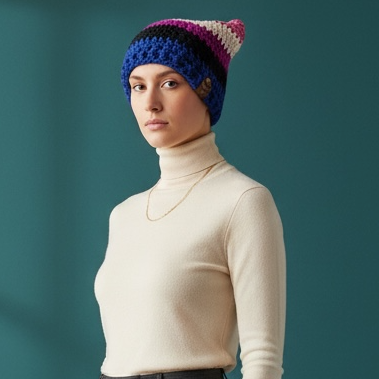 Kitty Cat Ear Striped Beanie