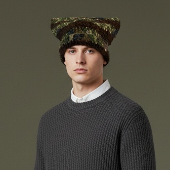 Kitty Cat Ear Striped Beanie