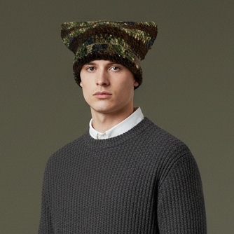 Kitty Cat Ear Striped Beanie