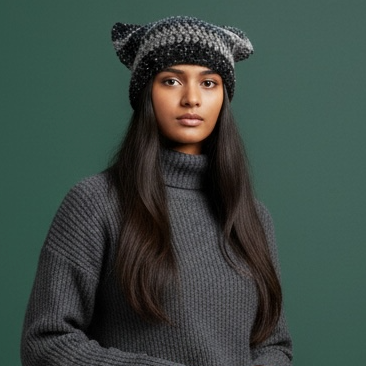 Kitty Cat Ear Striped Beanie