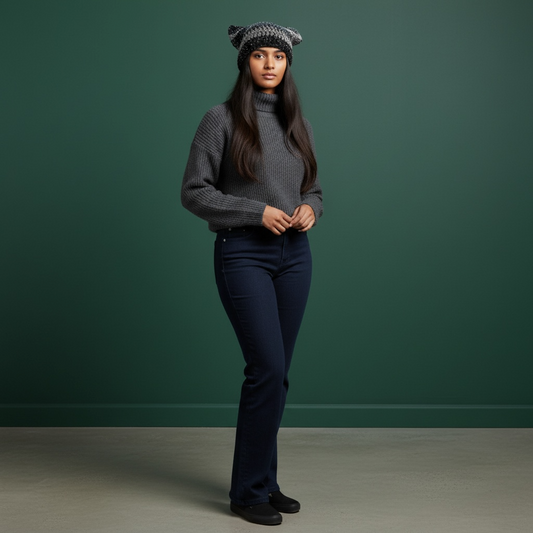 Kitty Cat Ear Striped Beanie