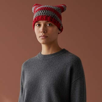 Kitty Cat Ear Striped Beanie