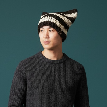 Kitty Cat Ear Striped Beanie