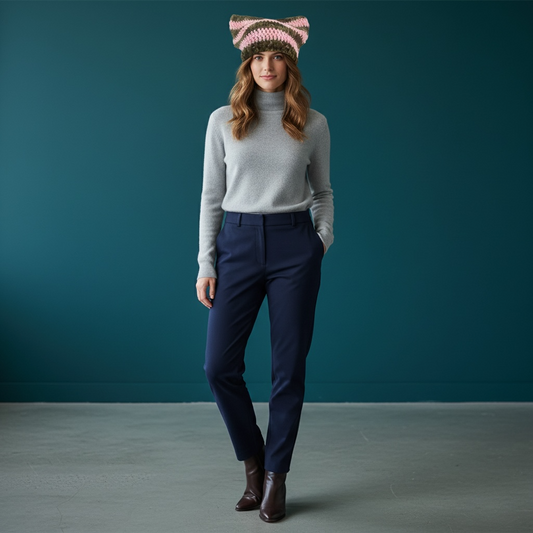 Kitty Cat Ear Striped Beanie