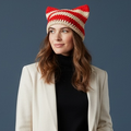 Kitty Cat Ear Striped Beanie